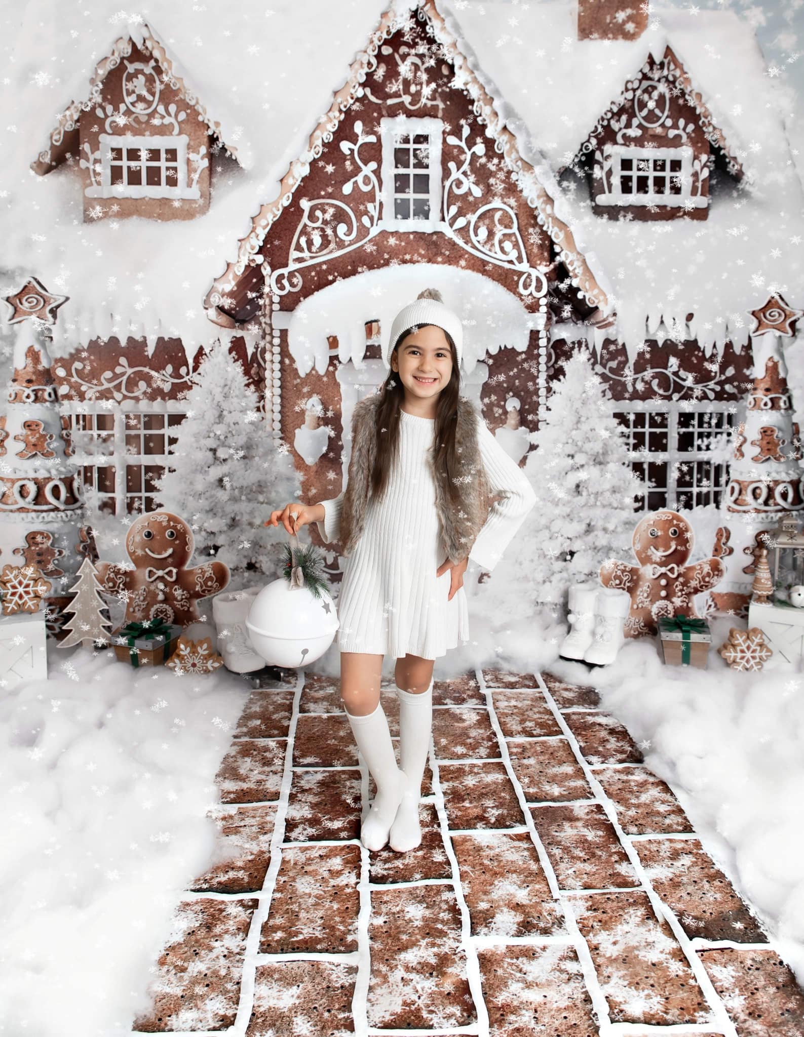 Kate Christmas Snow Gingerbread House Backdrop Gingerbread House Floor