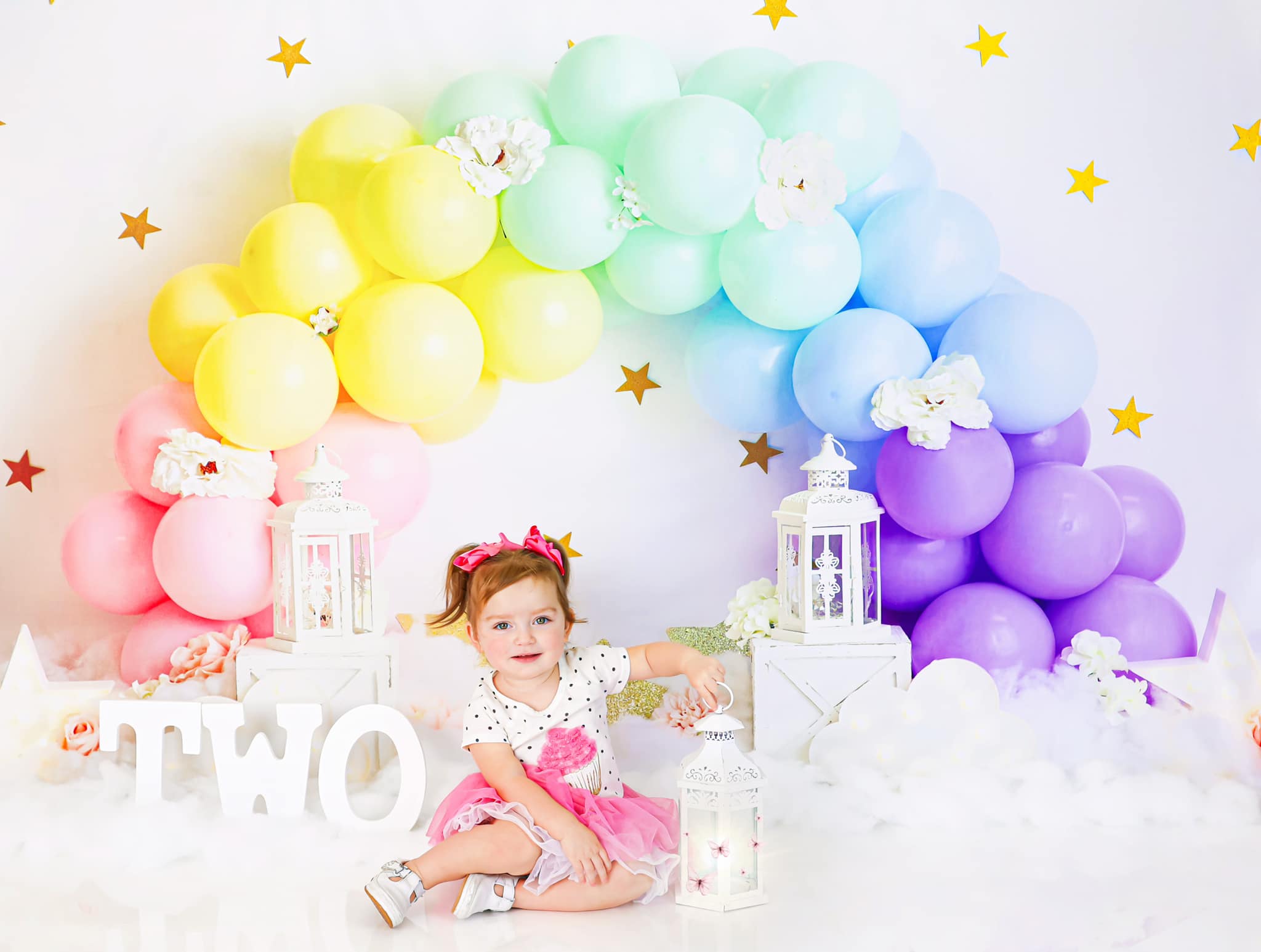 Kate Rainbow Balloons Garland Children Cake Smash Backdrop Designed by