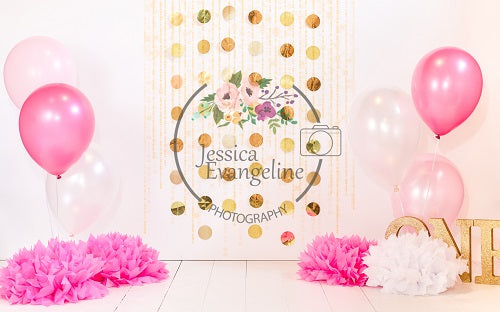 Kate Rainbow Balloons Garland Children Cake Smash Backdrop Designed by