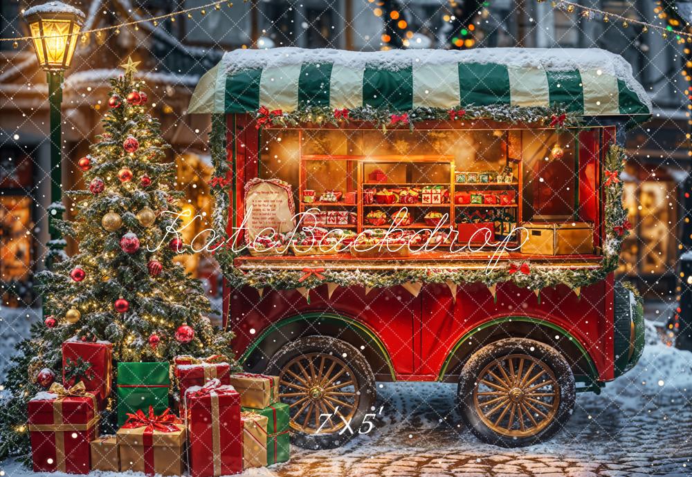 Kate Winter Christmas Night Street Truck Backdrop Designed by Emetselch -UK