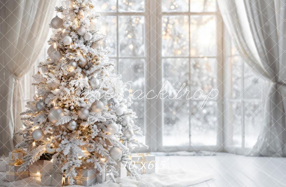 Kate Winter White Christmas Tree Window Backdrop Designed by Emetselch -UK