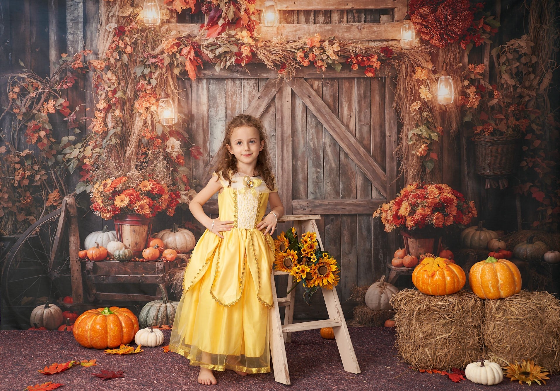 Kate Autumn Leaves Retro Barn Backdrop Designed by Emetselch -UK