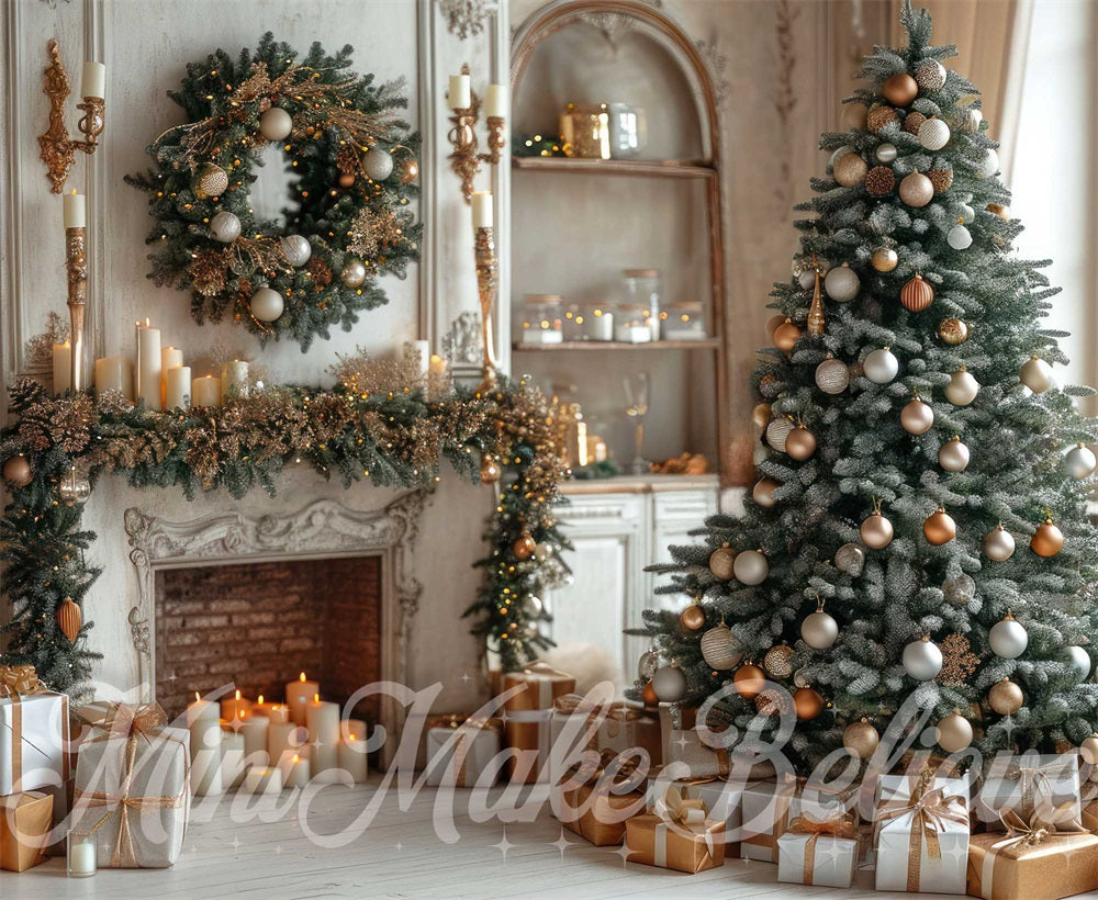 Kate Christmas White Retro Fireplace Backdrop Designed by Mini MakeBelieve -UK