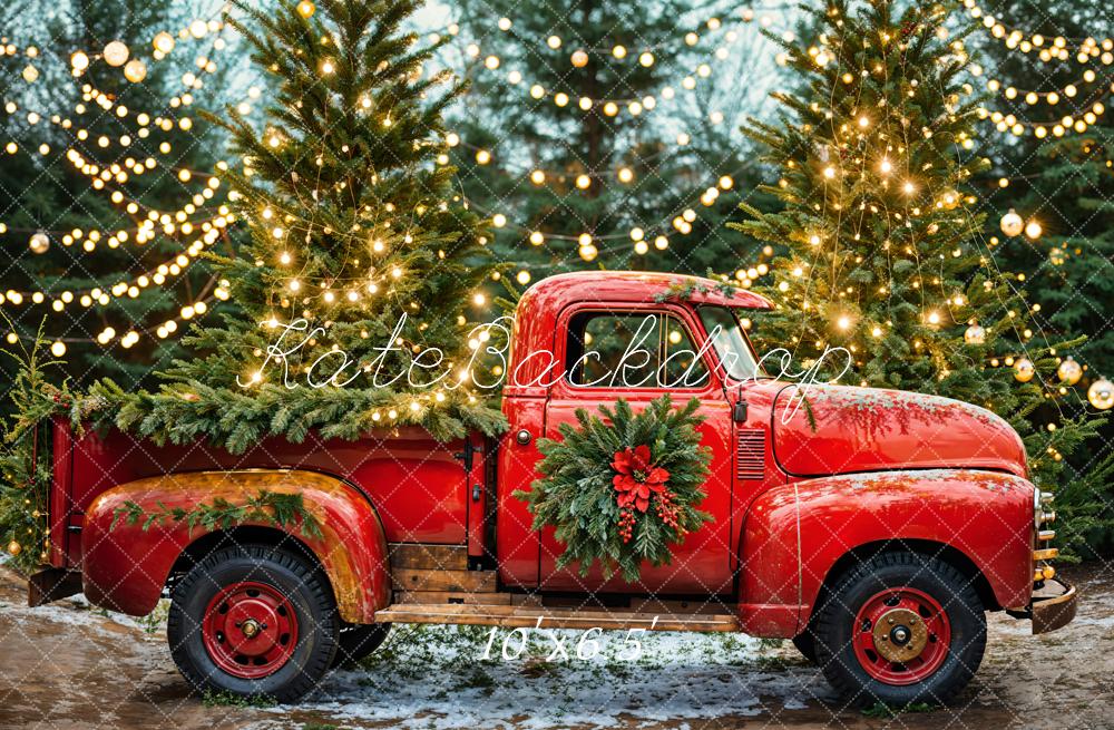 Kate Christmas Tree Red Truck Backdrop Designed by Emetselch -UK