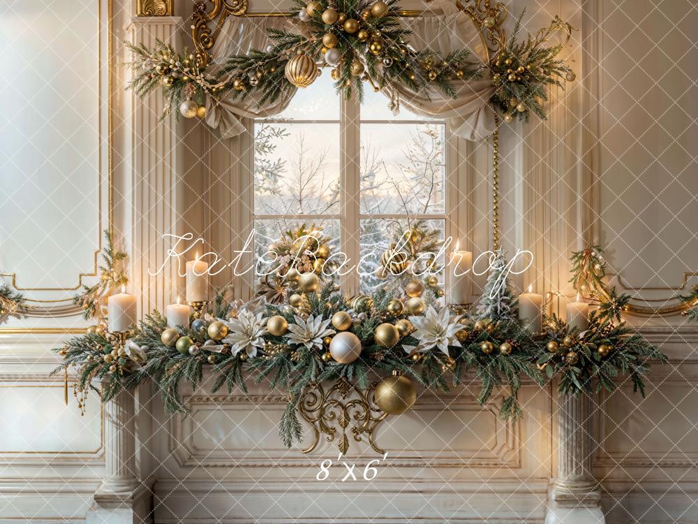 Kate Christmas Vintage White Window Backdrop Designed by Emetselch -UK