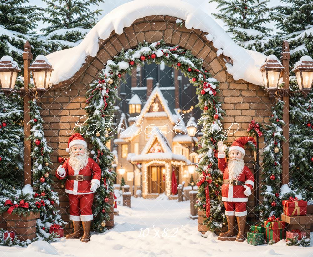 Lightning Deals Kate Christmas Santa Castle Arched Brick Backdrop Designed by Chain Photography -UK