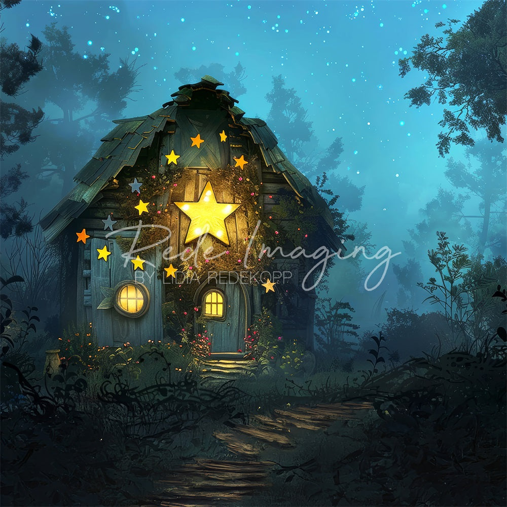 Kate Dreamy Forest Enchanted Star Wooden Hut Backdrop Designed by Lidia Redekopp -UK