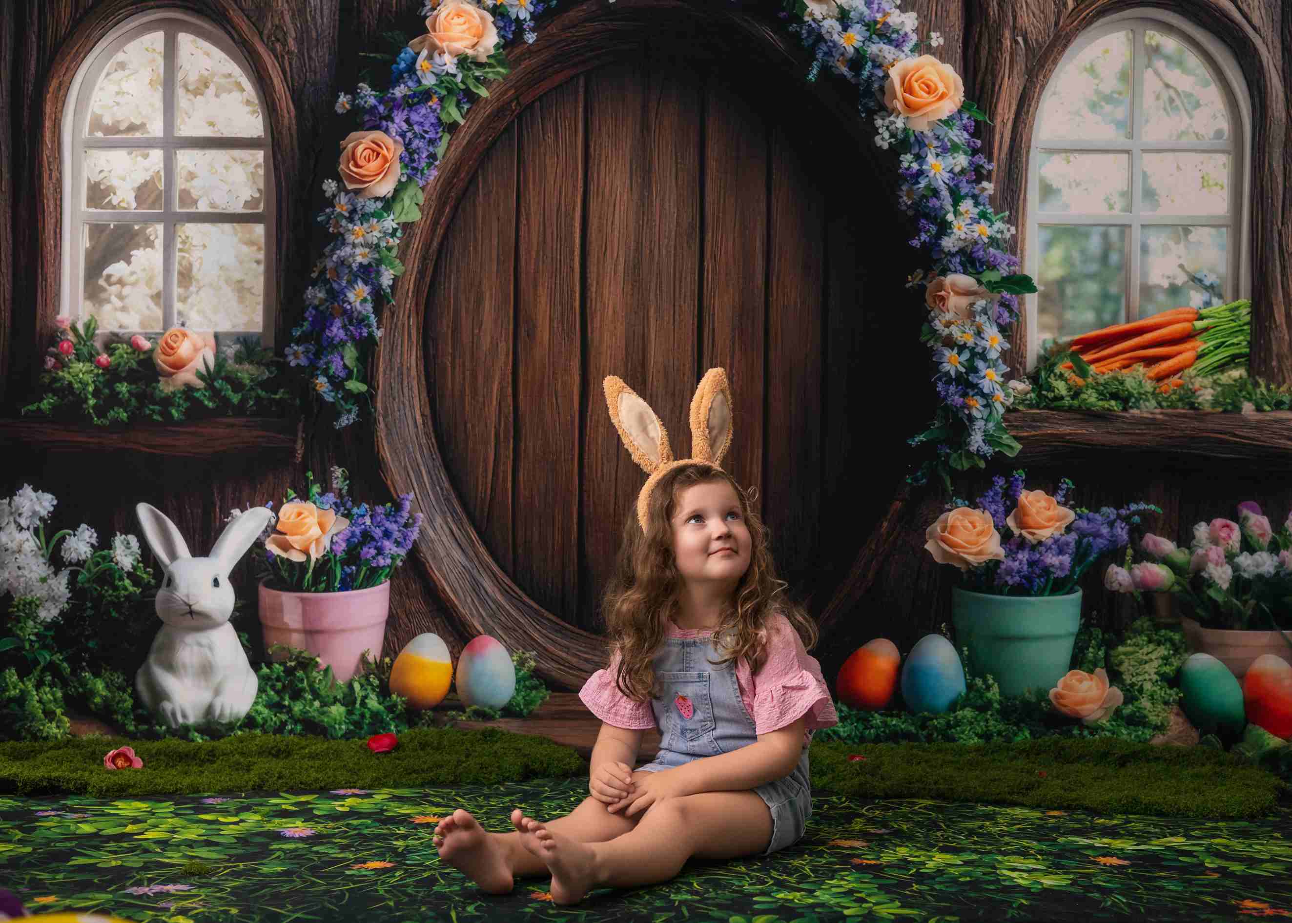 Kate Easter Bunny Floral Arch Tree House Backdrop Designed by Mini MakeBelieve