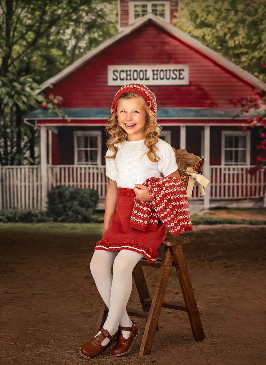 Kate Back to School Red House Backdrop for Photography -UK