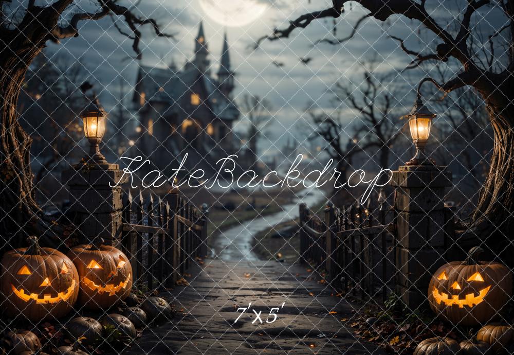 Kate Halloween Forest Bridge Dark Castle Backdrop Designed by Emetselch -UK