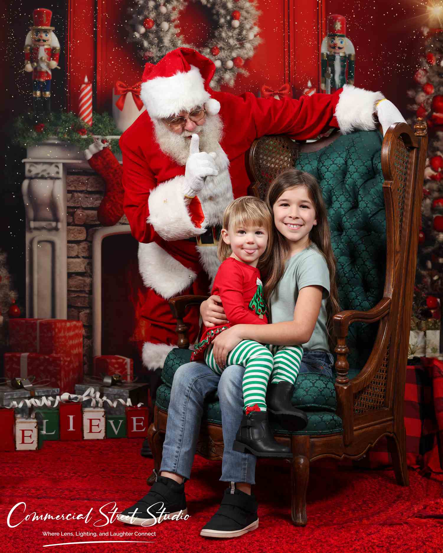 Kate Christmas Red Fireplace Tree Backdrop Designed by Chain Photography -UK