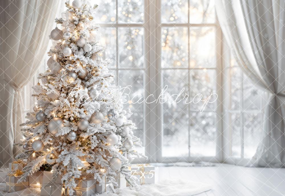 Kate Winter White Christmas Tree Window Backdrop Designed by Emetselch