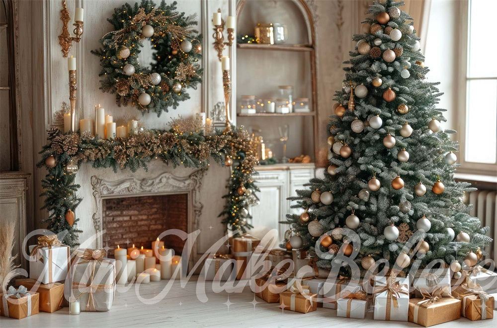 Kate Christmas White Retro Fireplace Backdrop Designed by Mini MakeBelieve -UK