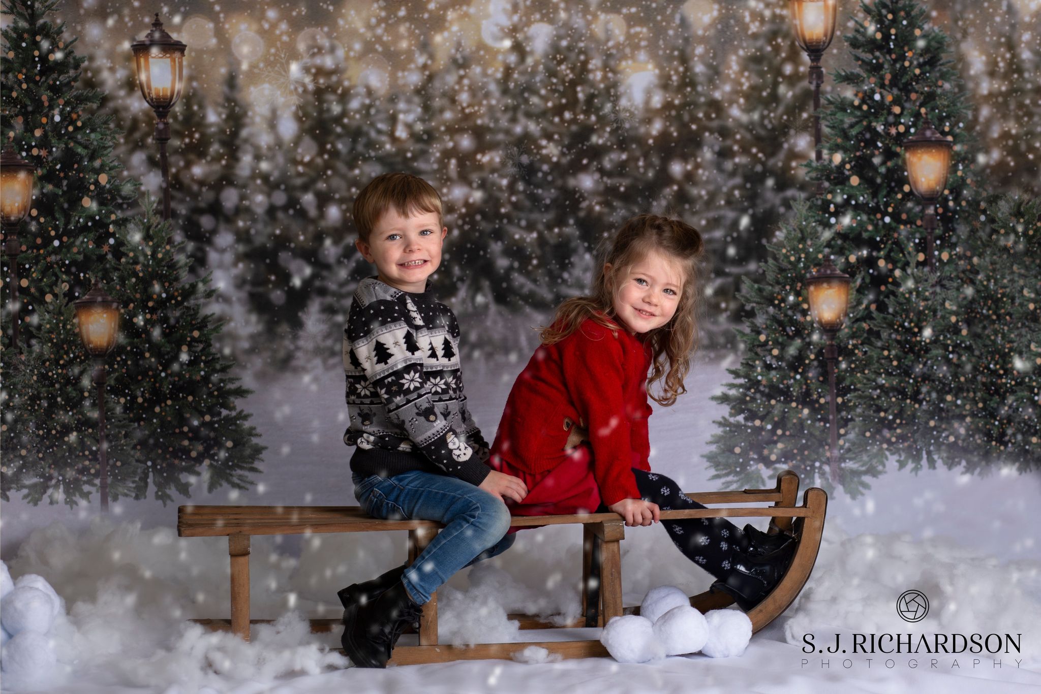 Kate Christmas Snow Forest Lights Fleece Backdrop for Photography -UK