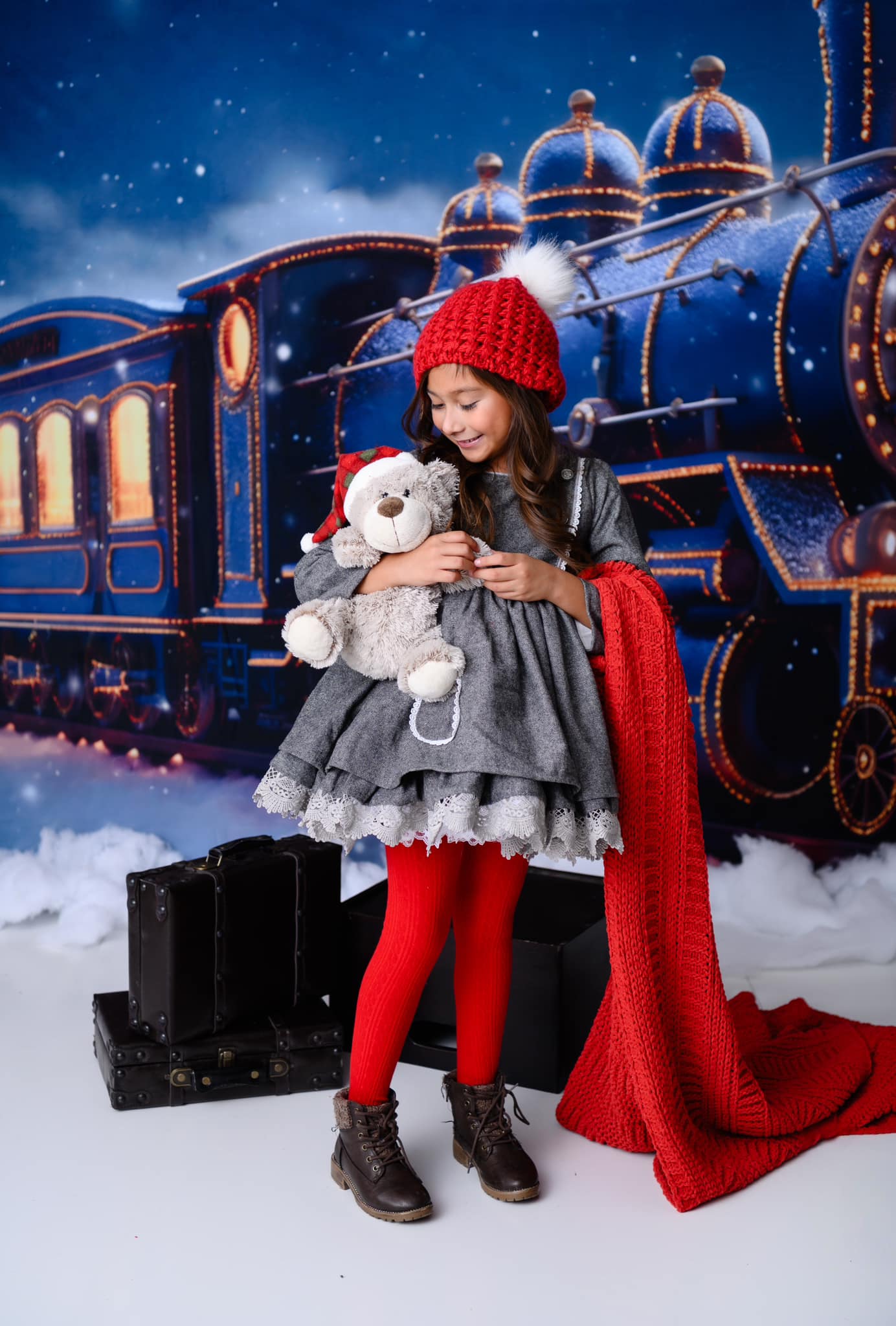 Kate Christmas Train Snowy Night Backdrop for Photography -UK