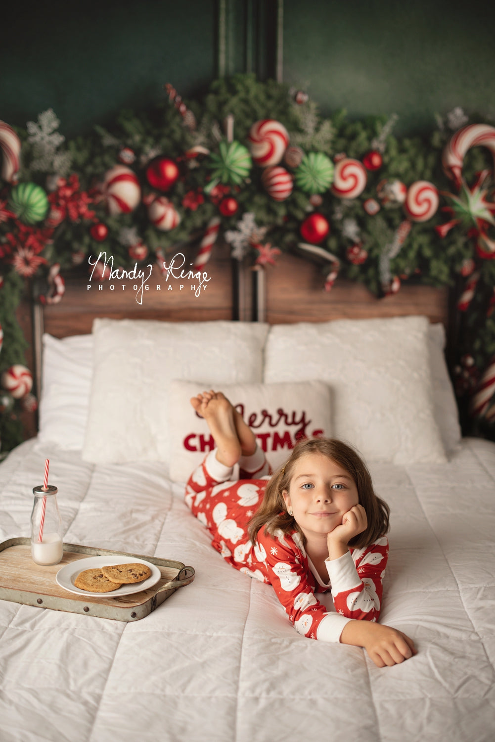 Lightning Deals Kate Christmas Candy Cane Headboard Backdrop Designed by Mandy Ringe Photography -UK