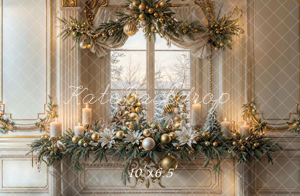 Kate Christmas Vintage White Window Backdrop Designed by Emetselch -UK