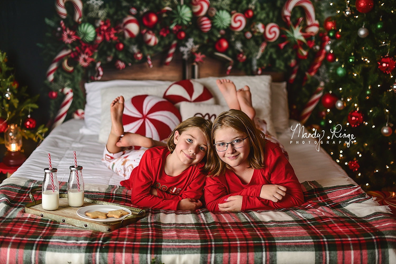 Lightning Deals Kate Christmas Candy Cane Headboard Backdrop Designed by Mandy Ringe Photography -UK