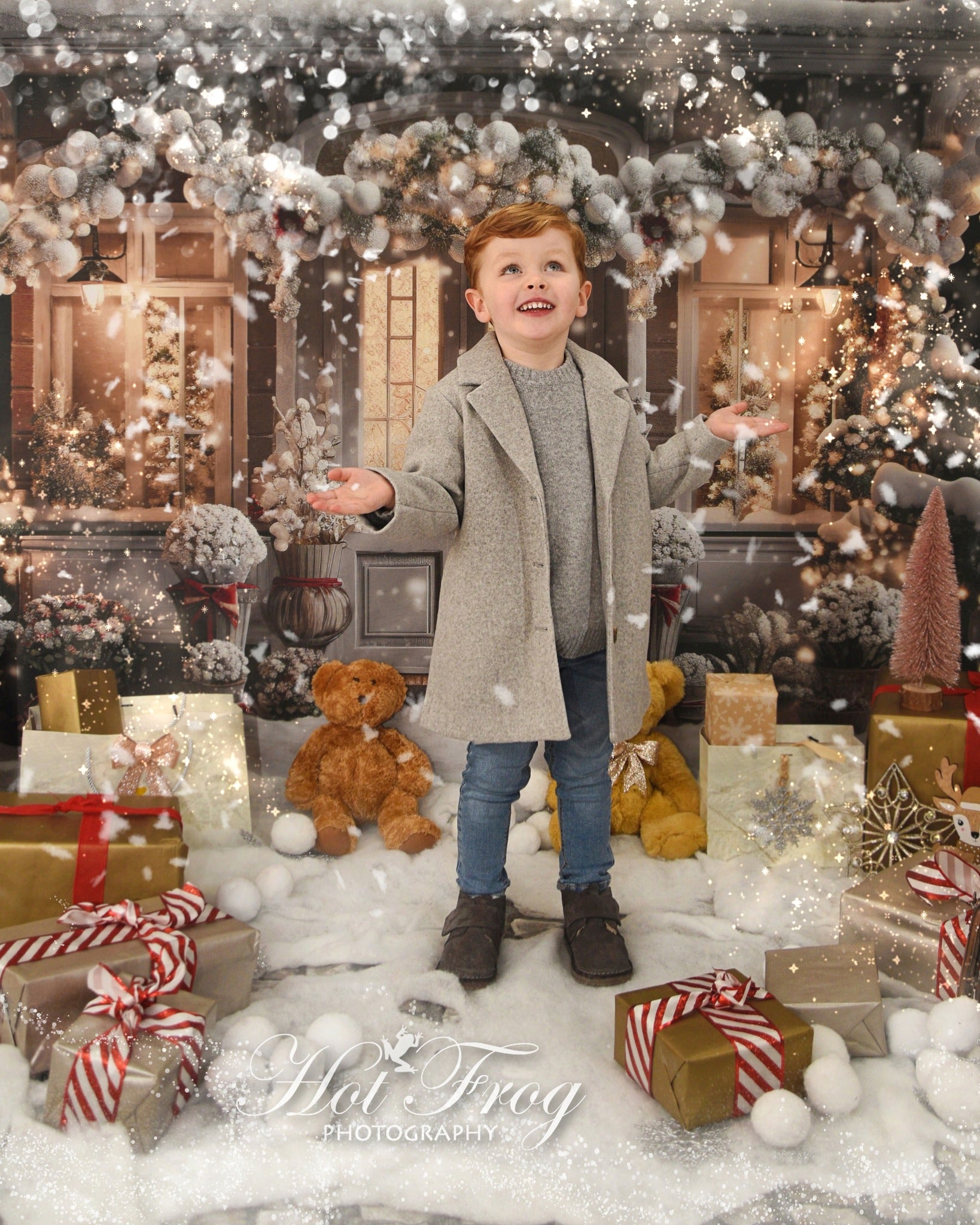 Kate Winter Christmas House Snow Light Backdrop Designed by Emetselch -UK