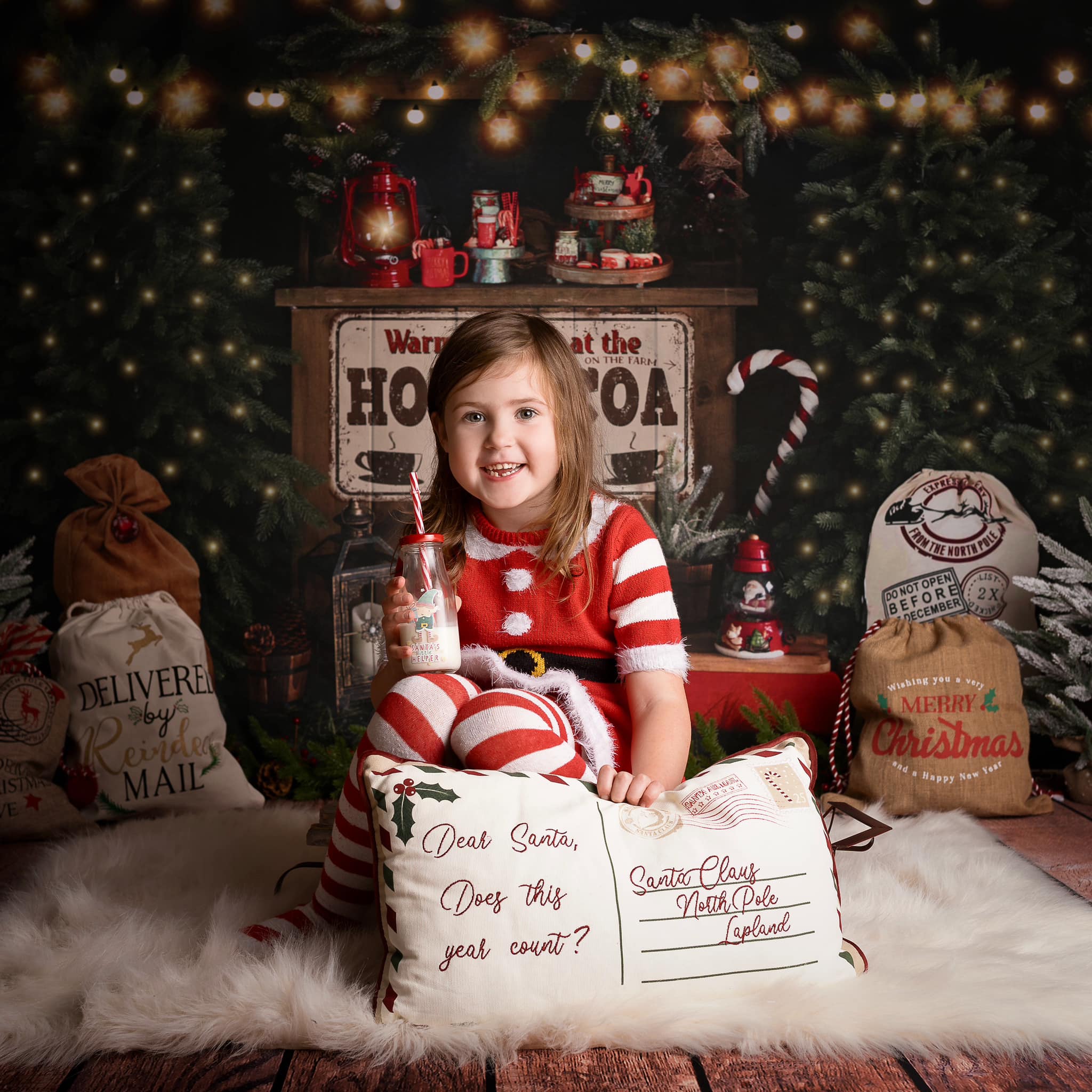 Kate Christmas Trees Hot Cocoa Party Backdrop for Photography -UK