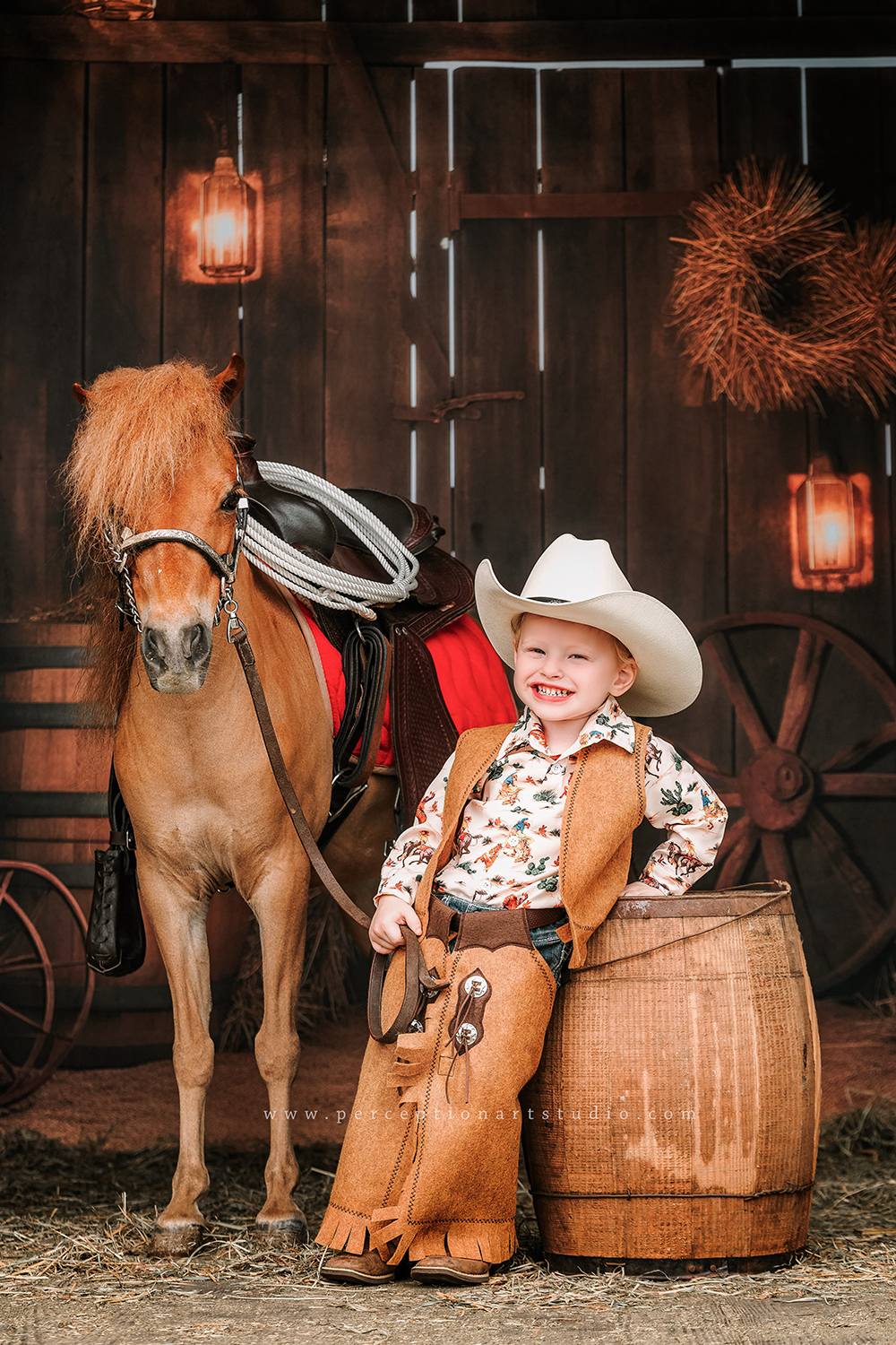 Kate Autumn Barn Door with Boots Boy Backdrop Designed by Chain Photography -UK