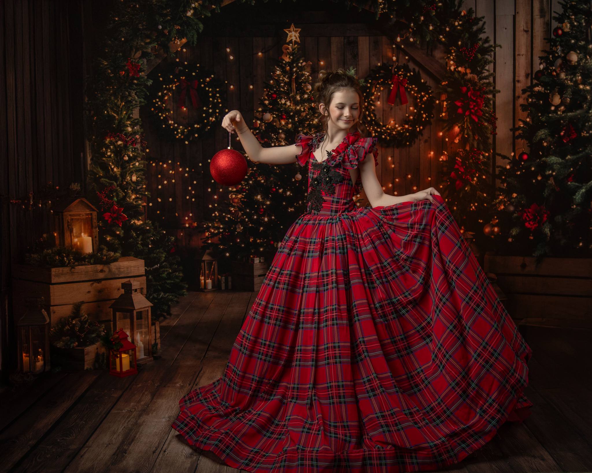 Kate Christmas Brown Wooden Arched Barn Door Backdrop Designed by Chain Photography -UK