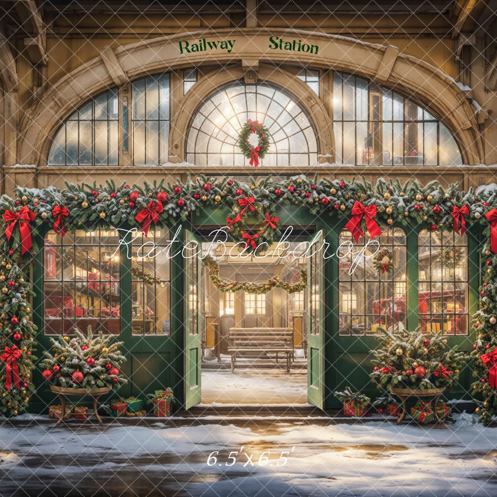 Kate Christmas Retro Railway Station Backdrop Designed by Emetselch -UK