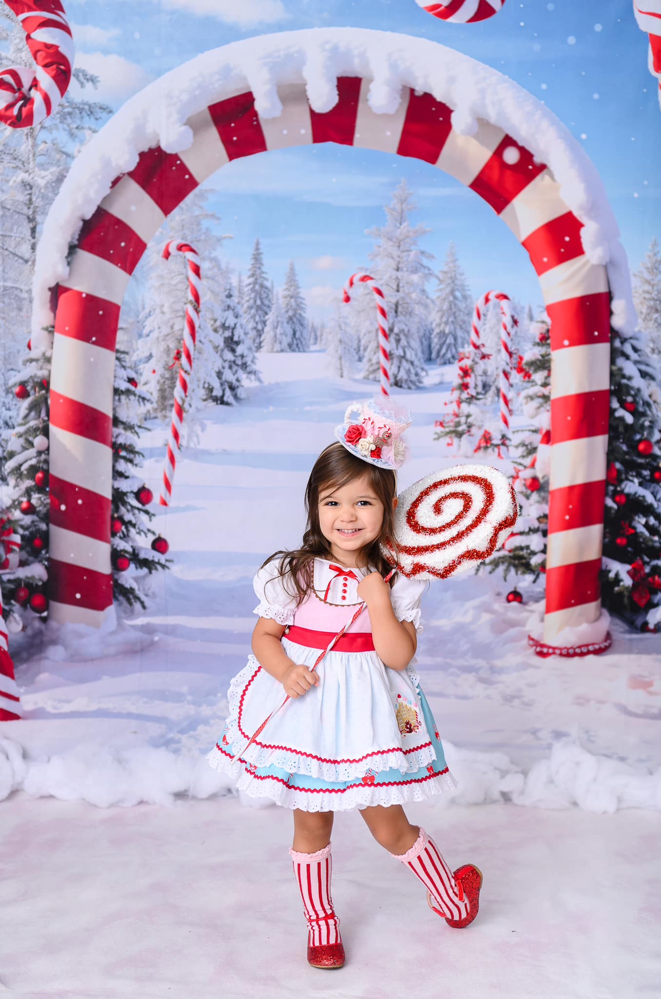 On Sale Kate Winter Christmas Forest Snow Candy Arch Backdrop Designed by Chain Photography -UK