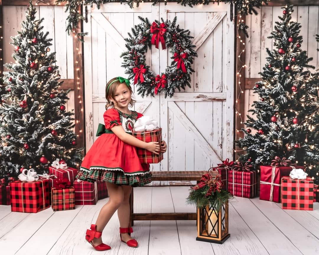 Kate Christmas Tree White Barn Door Backdrop Designed by Emetselch -UK