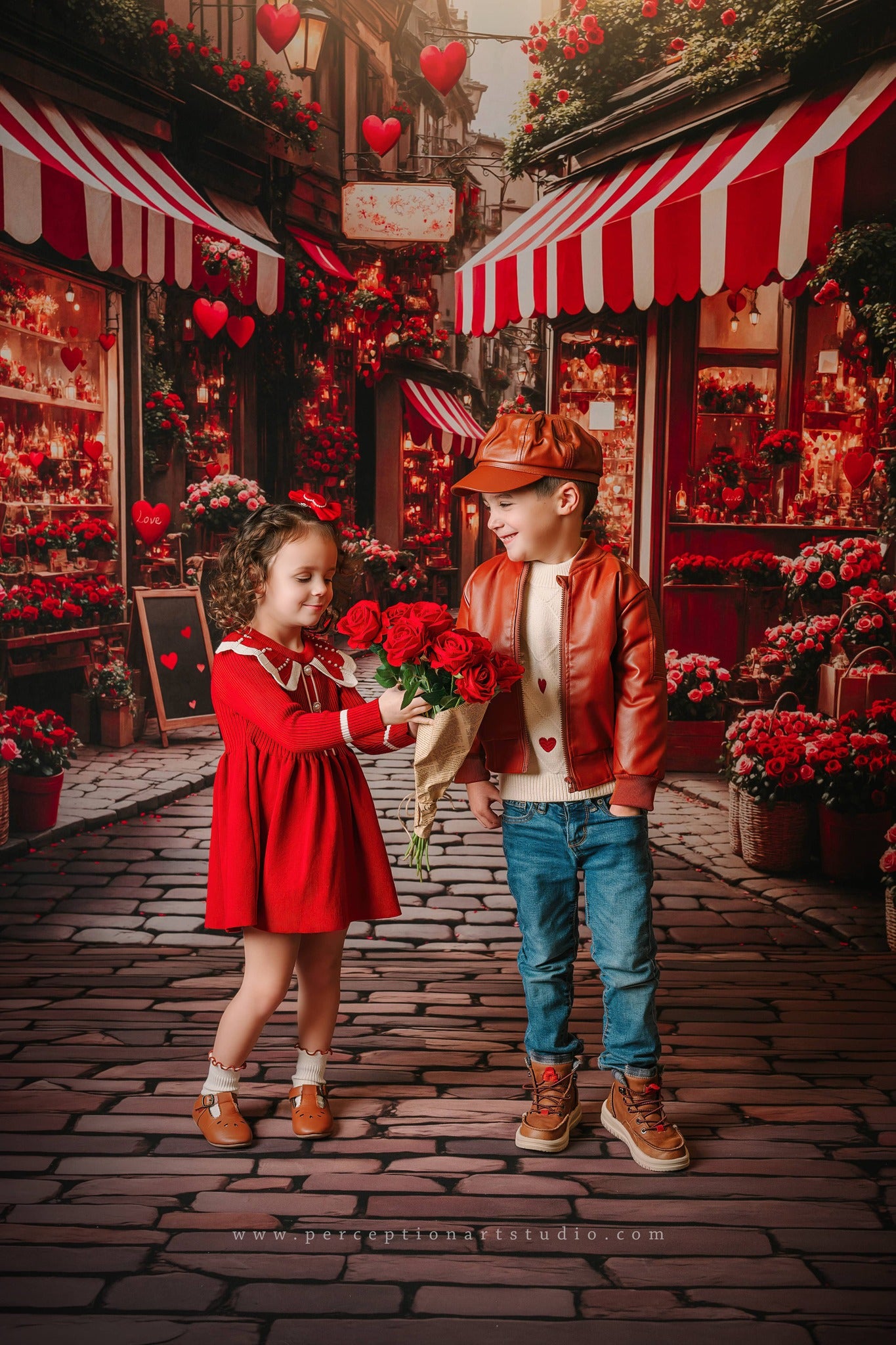 Kate Valentine's Day Flower Shop Street Backdrop Designed by Emetselch -UK