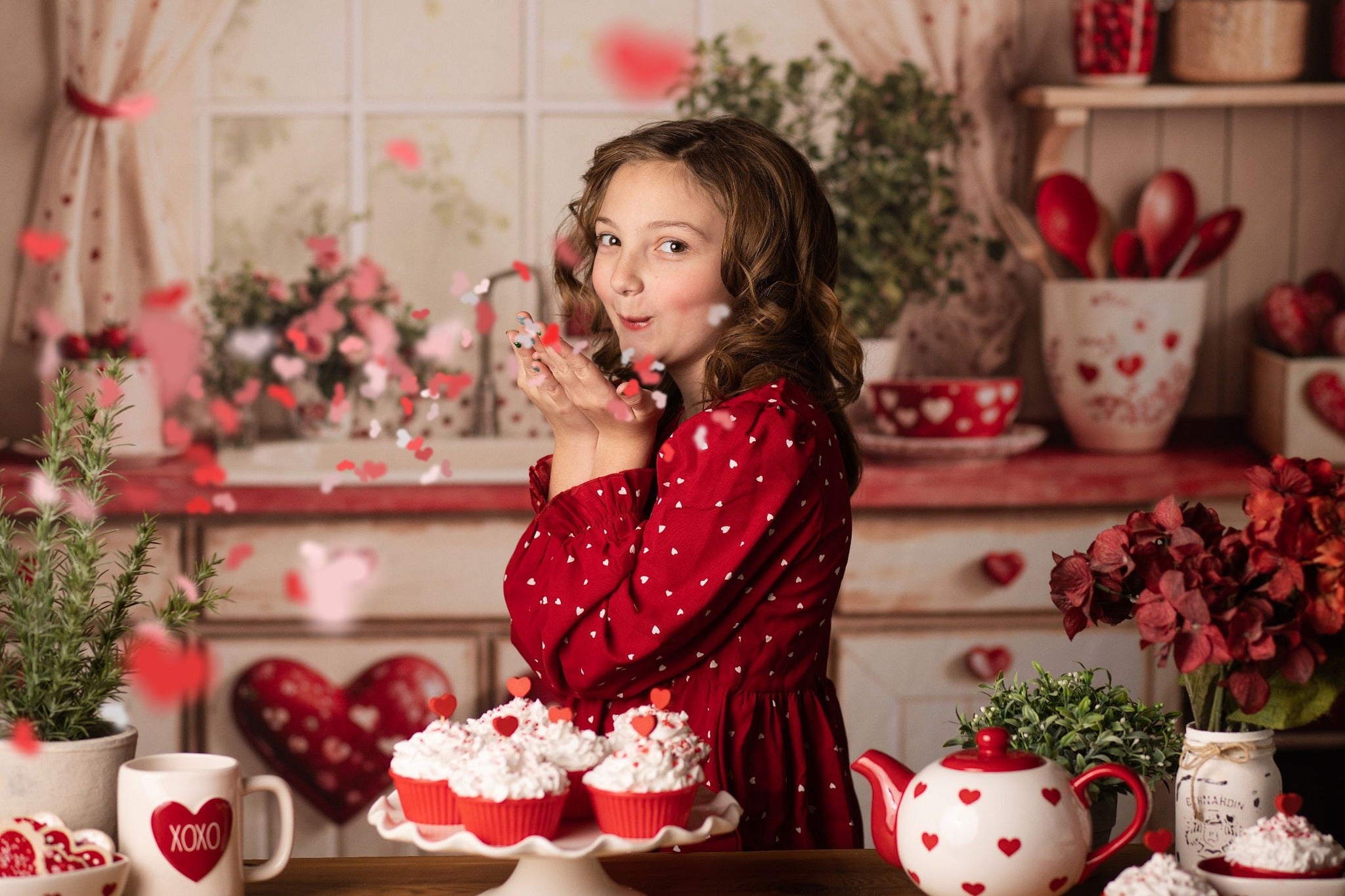 Kate Valentine's Day Kitchen Red Heart Plates Backdrop Designed by Emetselch