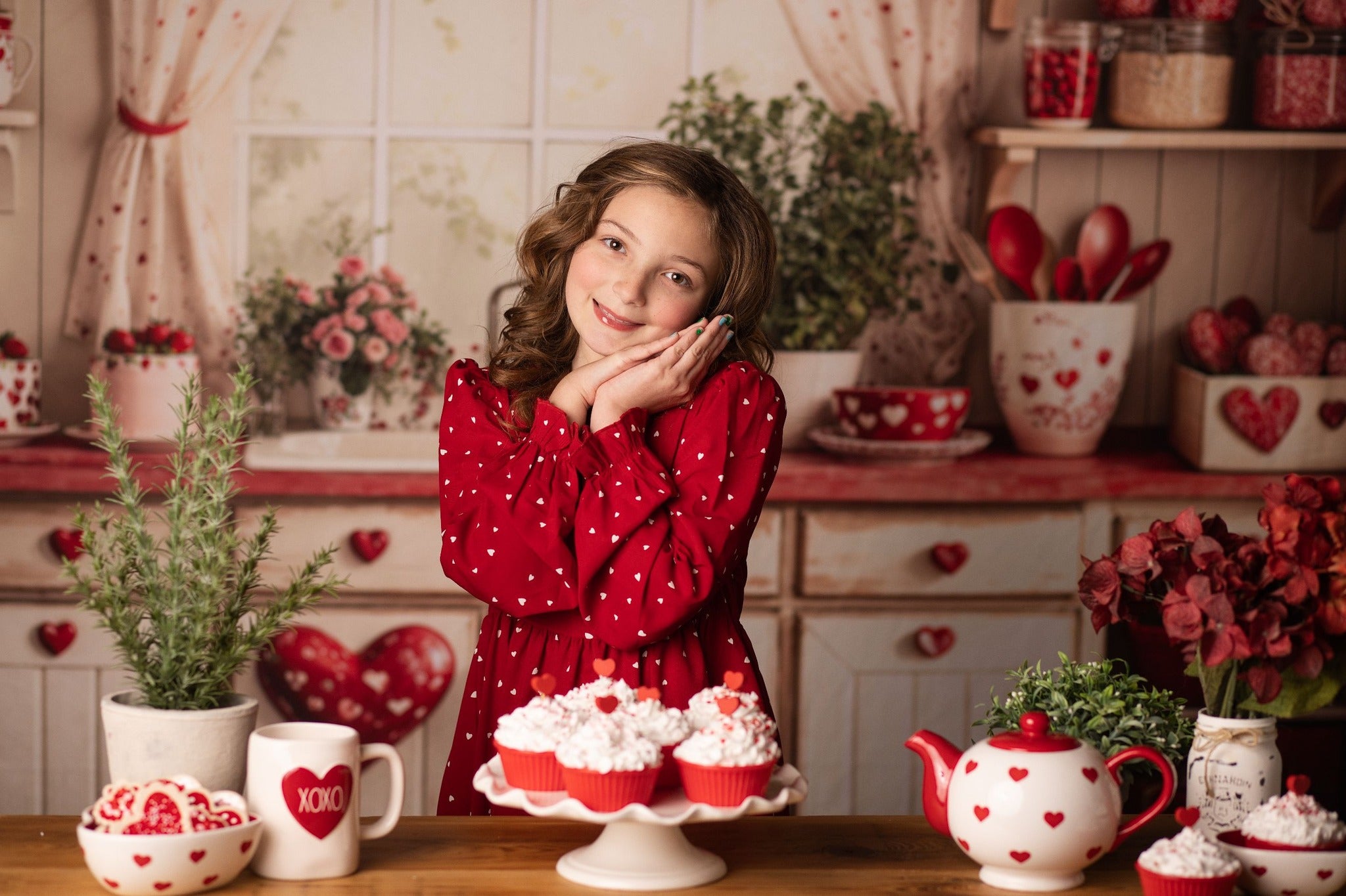 Kate Valentine's Day Kitchen Red Heart Plates Backdrop Designed by Emetselch