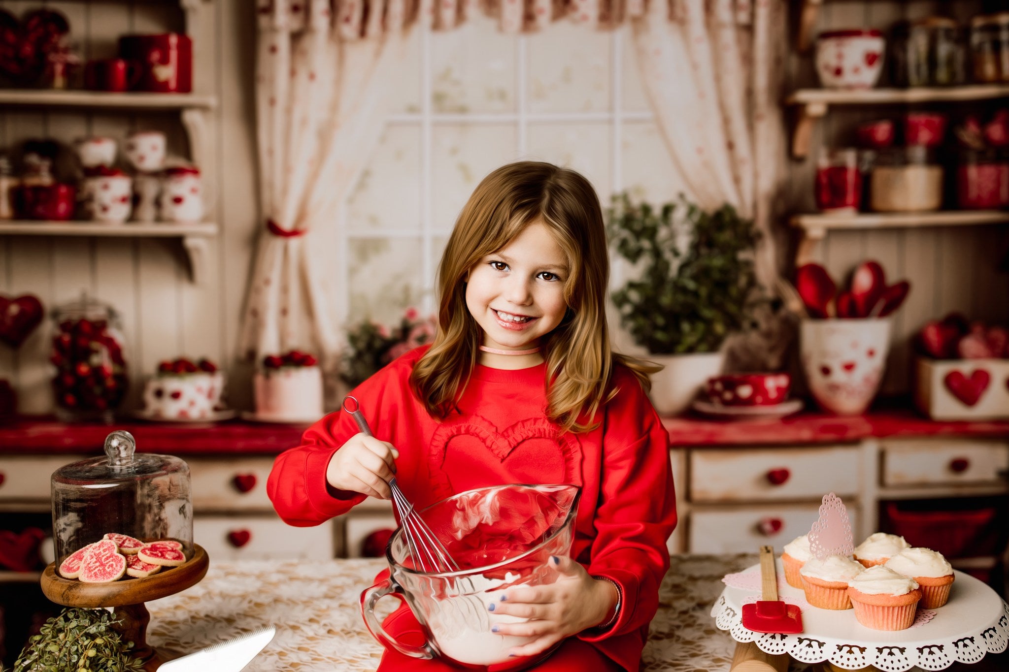 Kate Valentine's Day Kitchen Red Heart Plates Backdrop Designed by Emetselch