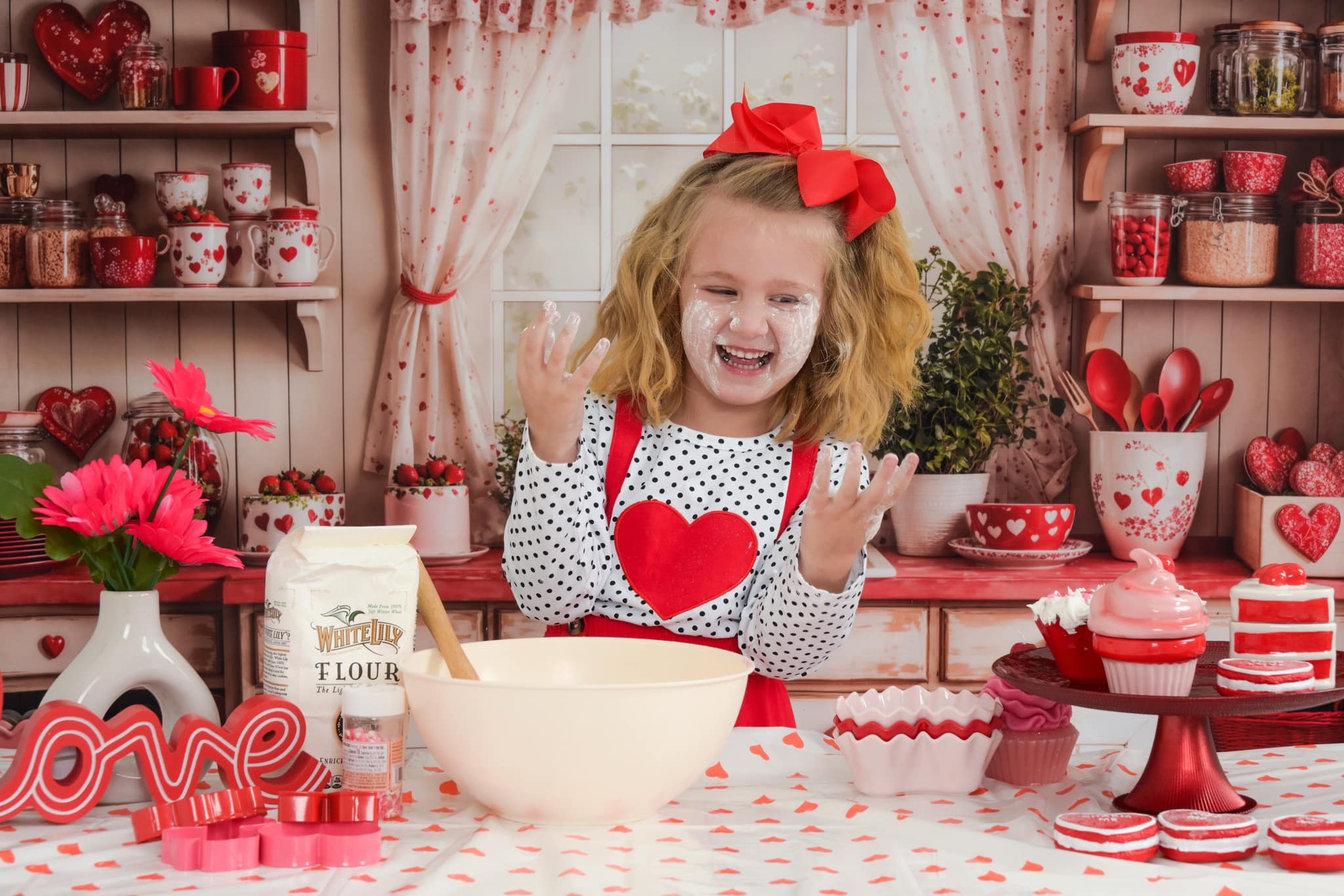 Kate Valentine's Day Kitchen Red Heart Plates Backdrop Designed by Emetselch