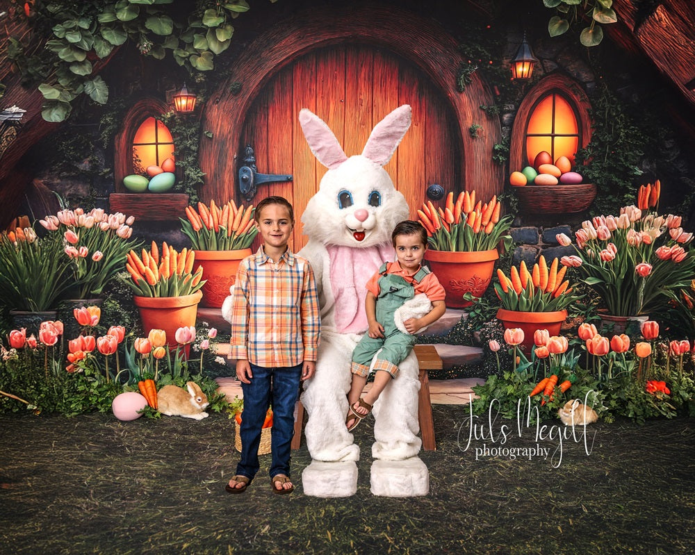 Kate Easter Hobbit House Tulips Carrots Backdrop Designed by Emetselch