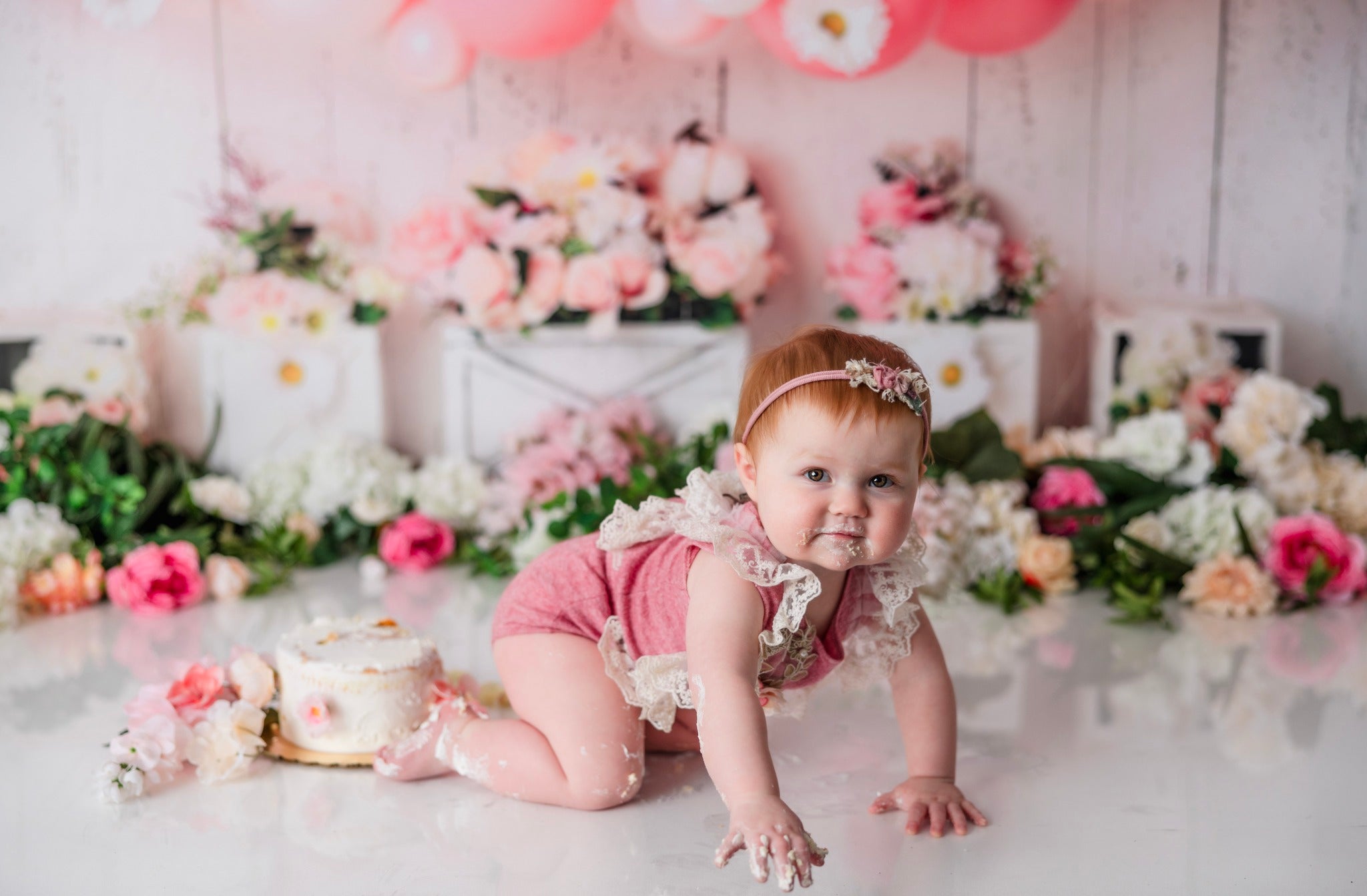 Kate Pink Birthday Balloons Backdrop Designed by Mandy Ringe Photography