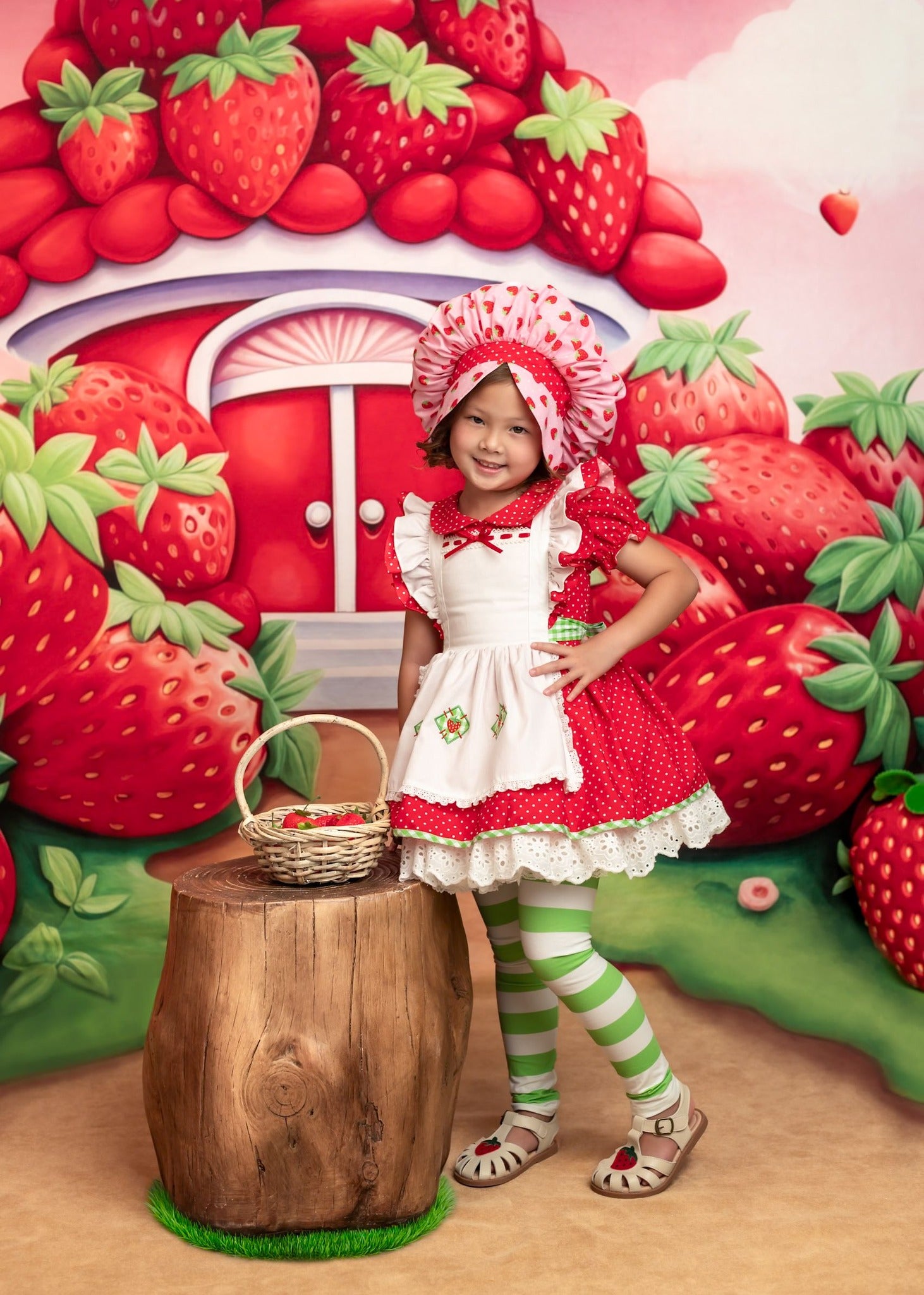 Kate Cartoon Red Strawberry House Backdrop Designed by Lidia Redekopp