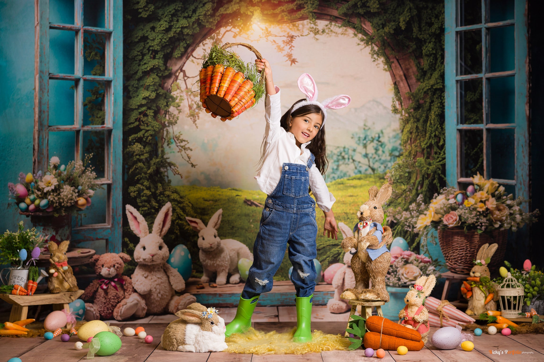 Kate Spring Easter Bunny Window Backdrop for Photography -UK