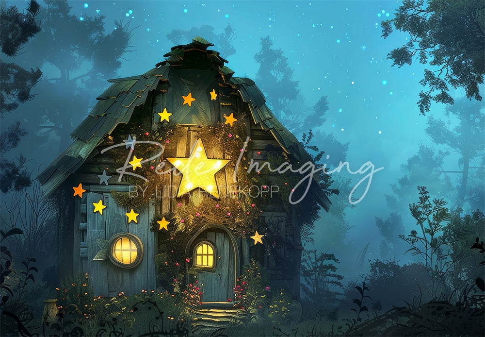 Kate Dreamy Forest Enchanted Star Wooden Hut Backdrop Designed by Lidia Redekopp -UK