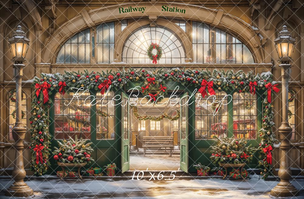 Kate Christmas Retro Railway Station Backdrop Designed by Emetselch -UK