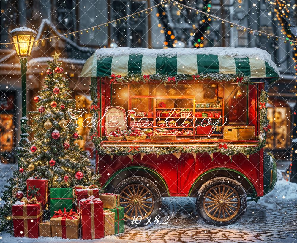 Kate Winter Christmas Night Street Truck Backdrop Designed by Emetselch -UK