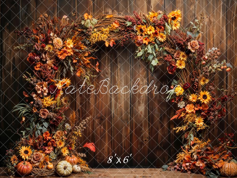 Kate Autumn Pumpkin Sunflower Arch Wall Backdrop Designed by Chain Photography -UK