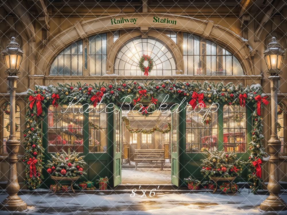 Kate Christmas Retro Railway Station Backdrop Designed by Emetselch -UK