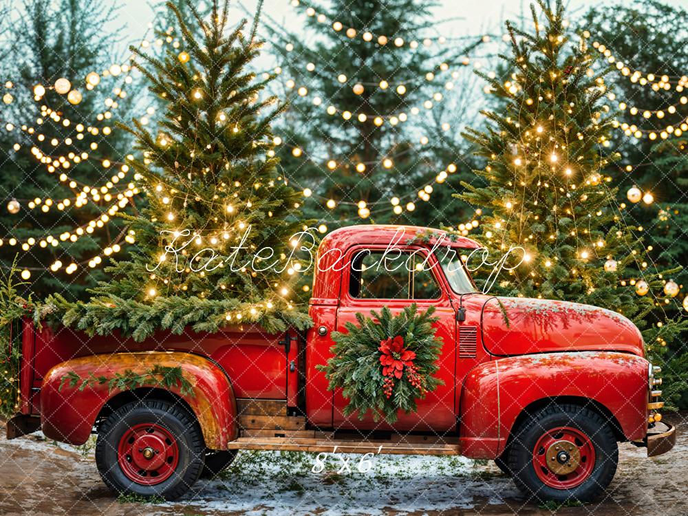 Kate Christmas Tree Red Truck Backdrop Designed by Emetselch -UK