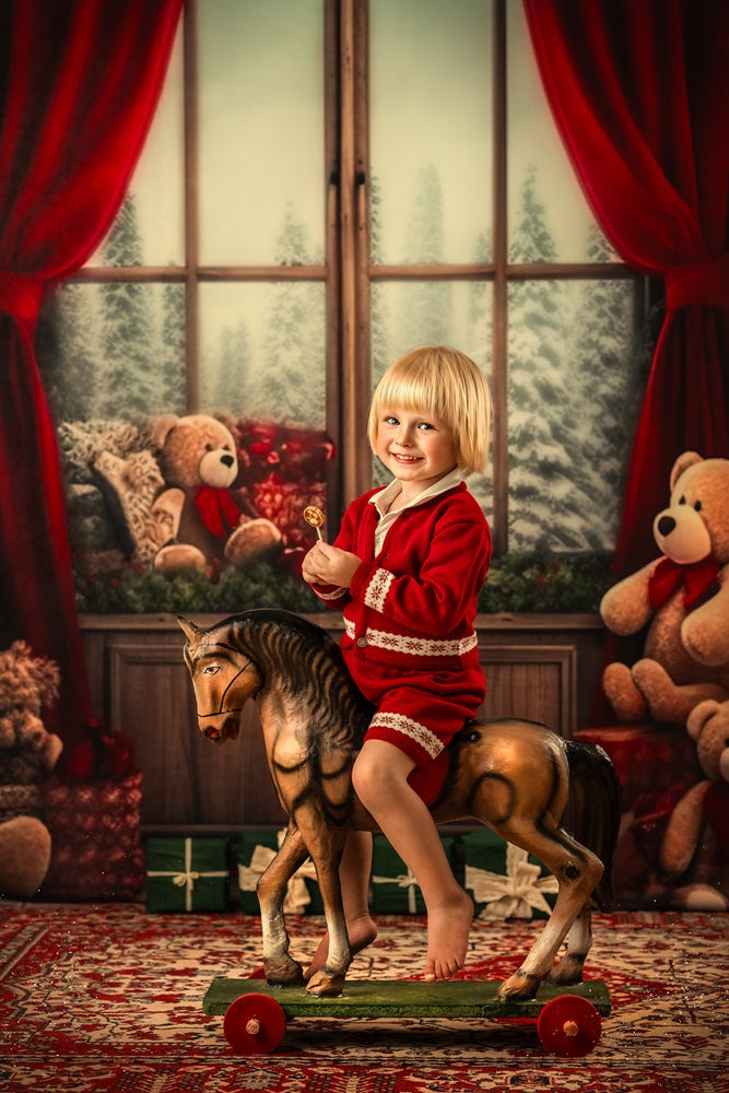 Kate Christmas Room Teddy Bear Window Backdrop Designed by Chain Photography -UK