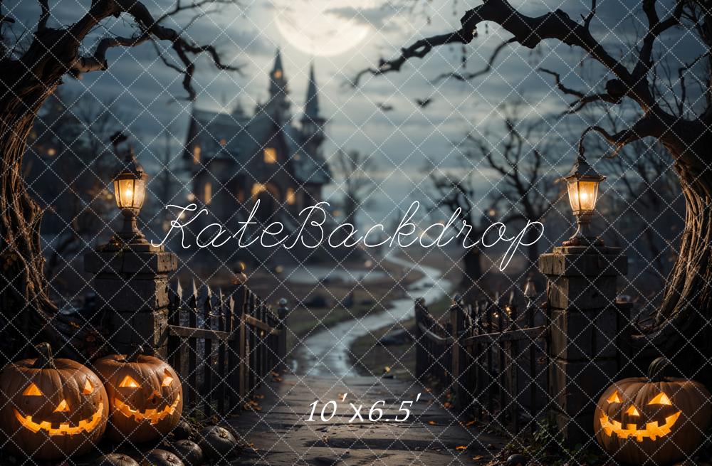 Kate Halloween Forest Bridge Dark Castle Backdrop Designed by Emetselch -UK