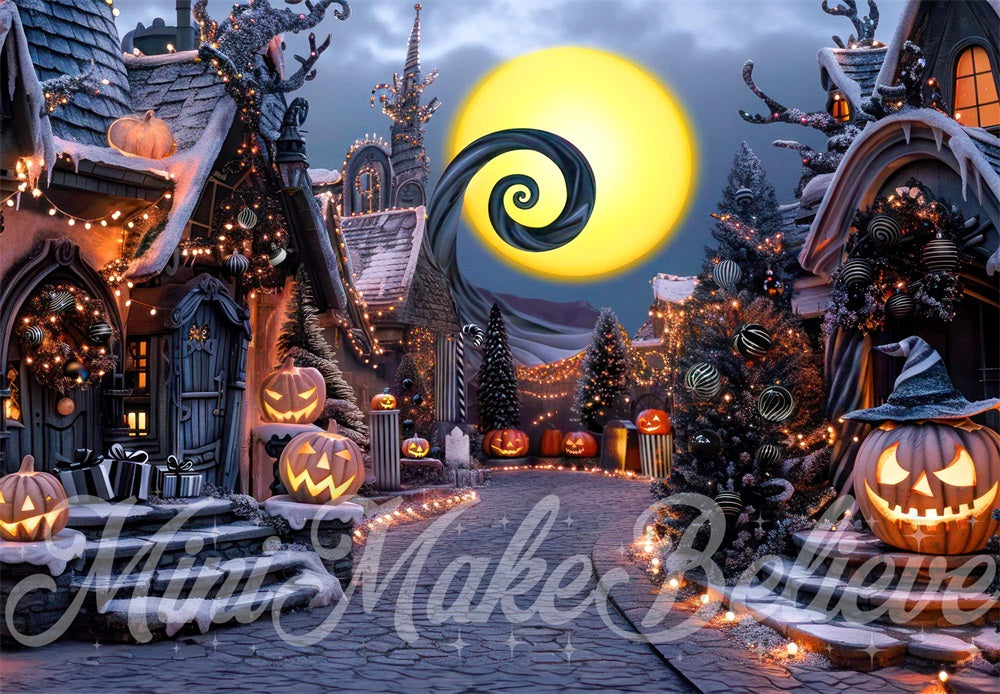 Kate Halloween Pumpkin Town Street Backdrop Designed by Mini MakeBelieve -UK