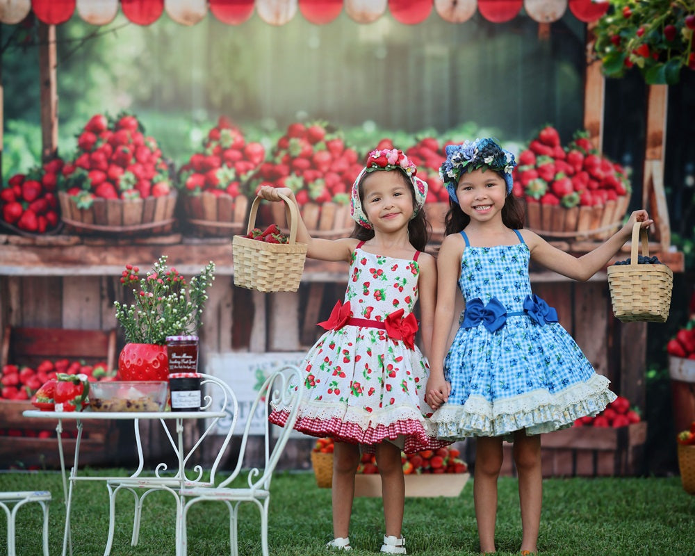 Kate Summer Forest Red Strawberry Stand Backdrop Designed by Emetselch -UK