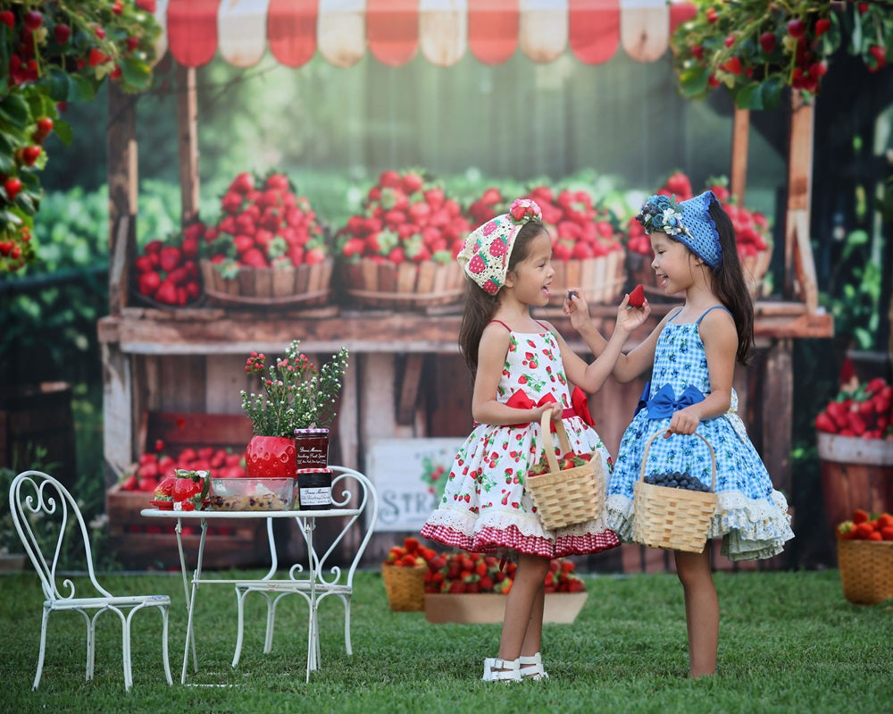 Kate Summer Forest Red Strawberry Stand Backdrop Designed by Emetselch -UK