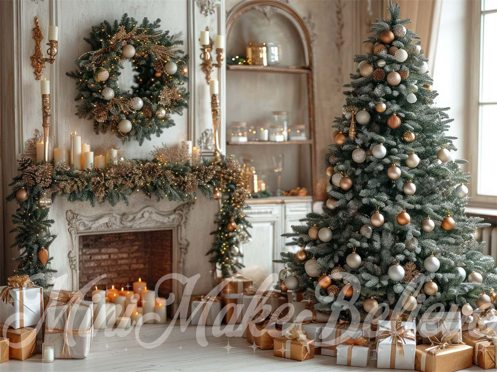 Kate Christmas White Retro Fireplace Backdrop Designed by Mini MakeBelieve -UK